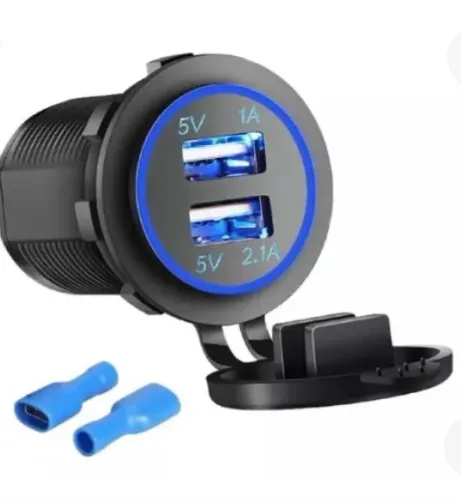 Tomada Carregador Usb 12v/24v Veicular 2 Saídas 1.0a E 2.1a
