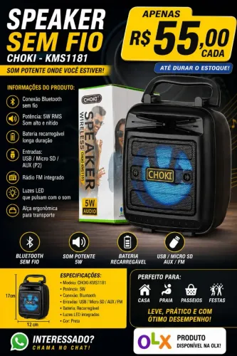 Caixa de Som Bluetooth Choki KMS-1181