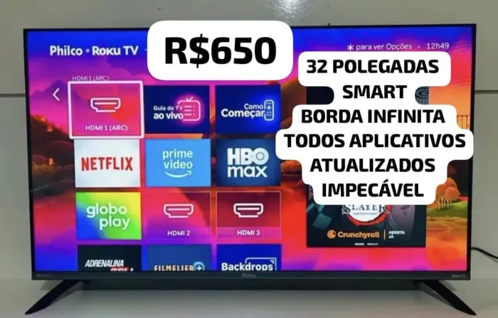 32 POLEGADAS SMART BORDA INFINITA TODOS APLICATIVOS ATUALIZADOS FAÇO ENTREGA SEM CUSTO