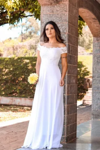 Vestido branco de noiva cartório