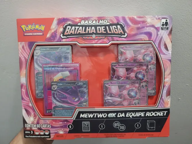 BOX POKÉMON BARALHO DE BATALHA MEWTWO EX Equipe Rocket - 60 Cards Copag - LACRADO