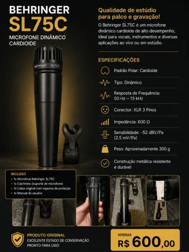 Microfone Behringer SL75C (Dinâmico)
