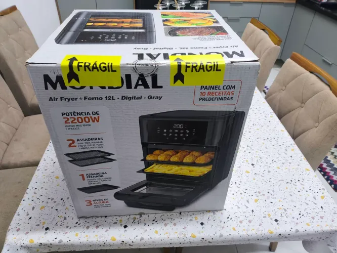 Air Fryer Forno 12L - Digital - Gray - Nova na caixa com NF