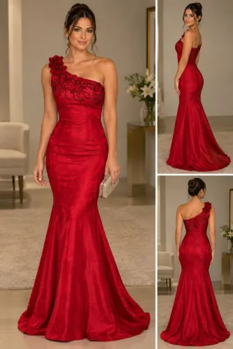 Vestido de festa vermelho sereia