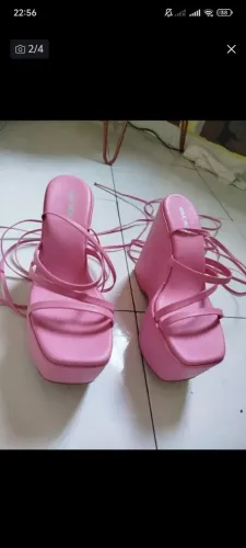 sandália plataforma rosa N33