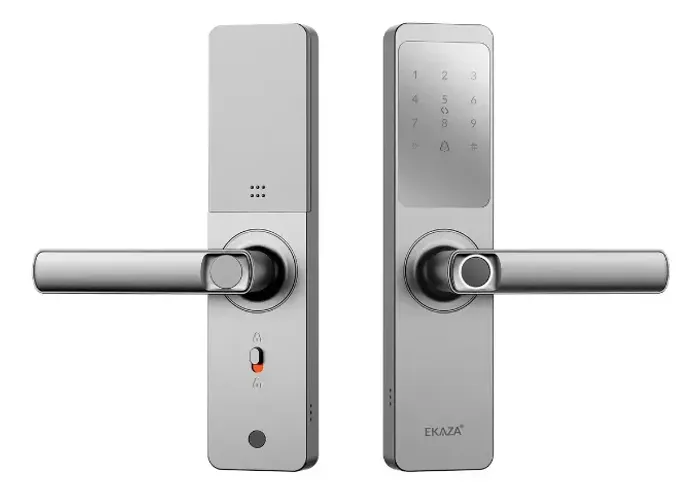 Fechadura Digital Inteligente Biometria Wi-Fi Lyra Ekaza Inox Prateada