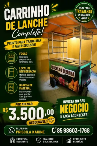 Carrinho de lanche completo 