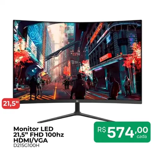 Monitor Gamer LED 21.5" FHD 100Hz HDMI/VGA - Compacto - Frete Grátis