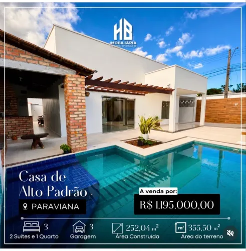 Casa de alto padrão no Paraviana, com piscina e energia solar.