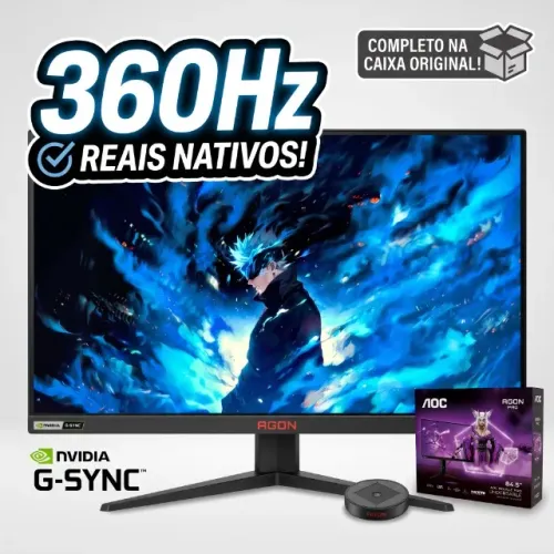 Monitor Gamer AOC AGON PRO 360Hz 1ms IPS AG254FG 24.5" G-Sync Completo Caixa