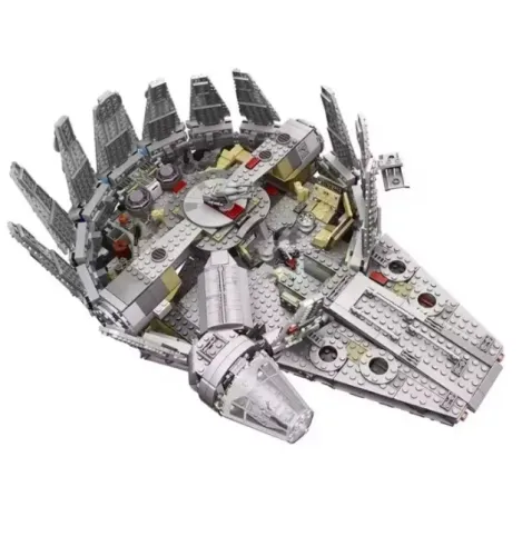 Bloco de Montar Nave Millennium Falcon Star Wars - Kit com 1381 Peças + Bonecos