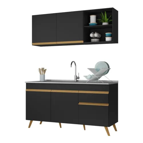 Armário de Cozinha Compacta Veneza Multimóveis MP2079 e Balcão
