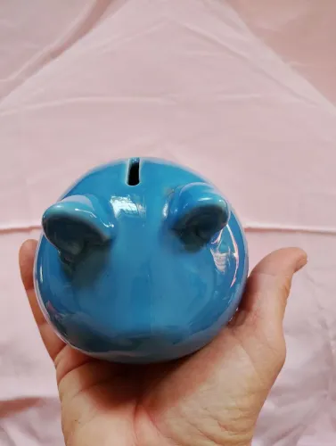 Cofrinho de porcelana azul 