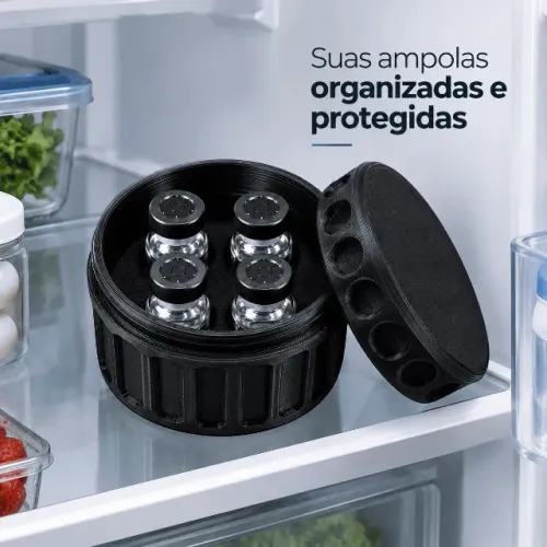 Porta Ampola 3ml 4 Frascos Organizador Tirze Peptídeos T.G. Tampa Rosqueável