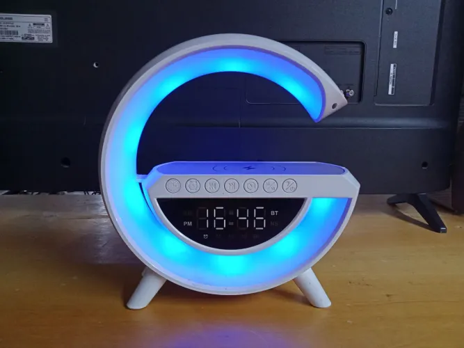 Caixa de Som Relógio Despertador Kapbom Branco Bluetooth USB