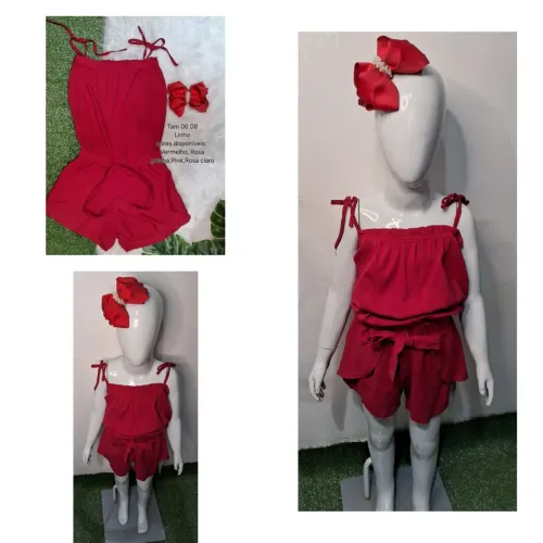 MACACÃO VERMELHO LINHO INFANTIL