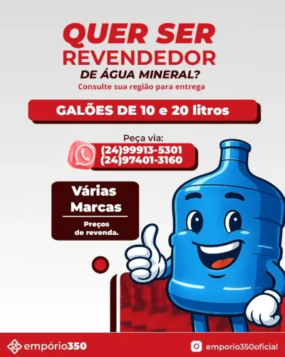 Galão de Água Mineral 10l e 20l