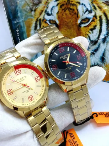 RELÓGIO MASCULINO NOVO ORIGINAL PROVA DÁGUA DOURADO BANHADO A OURO OFERTA