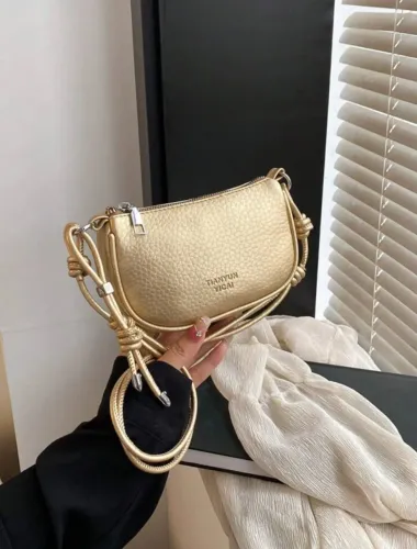Bolsa Transversal Mini com Textura de Lichia para Mulheres, Nova Bolsa Diária Compacta