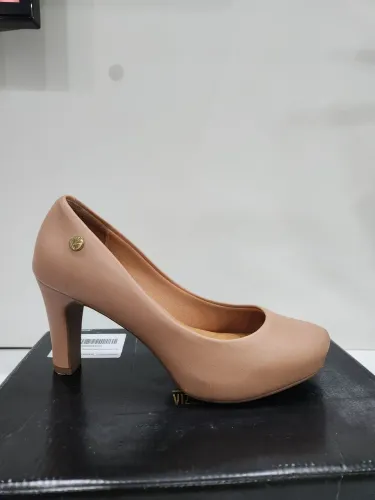Sapato Scarpin Vizzano Salto Alto Meia Pata Pelica - Nude - Tam. 36