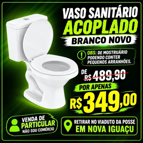 Vaso sanitário acoplado branco novo de mostruário de loja