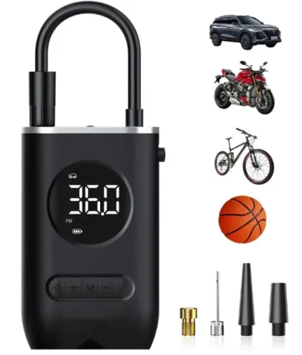 MINI COMPRESSOR DE AR PORTÁTIL DIGITAL USB-C PARA PNEUS + LANTERNA