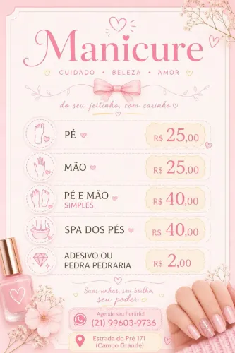 preciso de modelo para manicure e pedicure tradicional