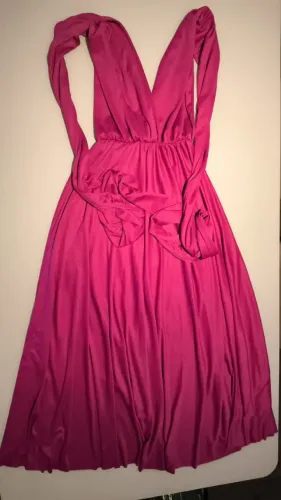 Vestido multiformas fúcsia longo tam M/G