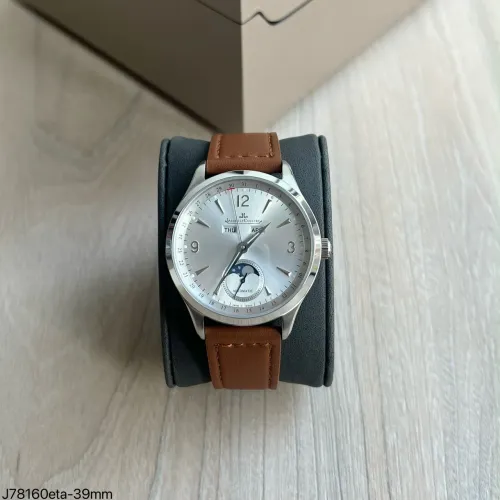 Relógio Jeager Lecoutre Master Moonphase ETA S/C - Pulseira Marrom com Fundo Prateada
