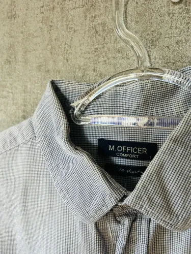 Camisa Social Quadriculada Azul e Branco