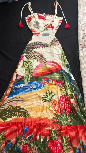 * Vestido Longo Estampado Tropical | Usado apenas uma vez | Estado de Novo