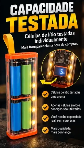 Powerbank e lanterna sob medida com diversas capacidades.