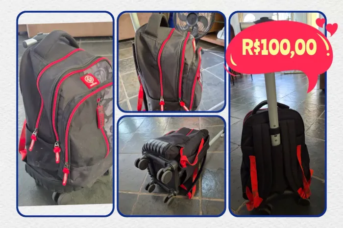 Mochila escolar com rodinhas