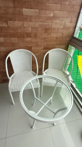 Conjunto varanda 2 cadeiras mesa vidro