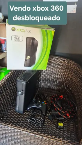 XBOX 360 DESBLOQUIADO COM 1 CONTROLE E JOGOS HD 320GH