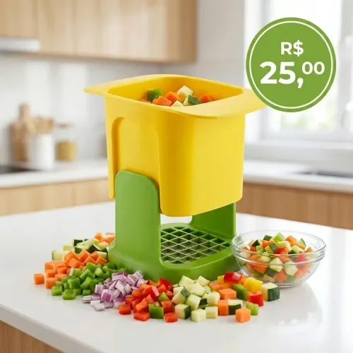 Picador e Cortador Manual de Legumes e Frutas - Cortes em Cubos Rápidos!