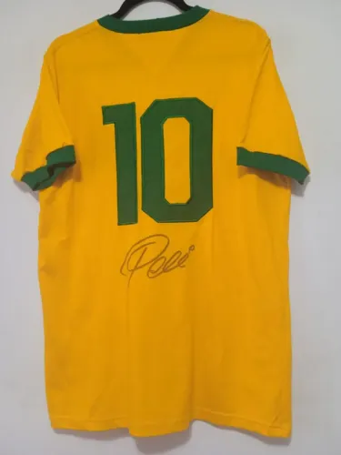 Camisa Brasil Athleta Copa do Mundo 1970 #10 Pelé Autografada Certificada