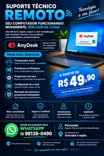 Computador Lento ou com Erros? Suporte Técnico Remoto!