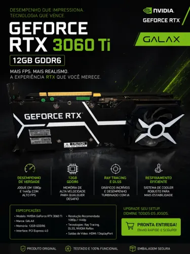 Placa de video Nvidia GeForce RTX 3080 Ti 12 gb de ram da galax