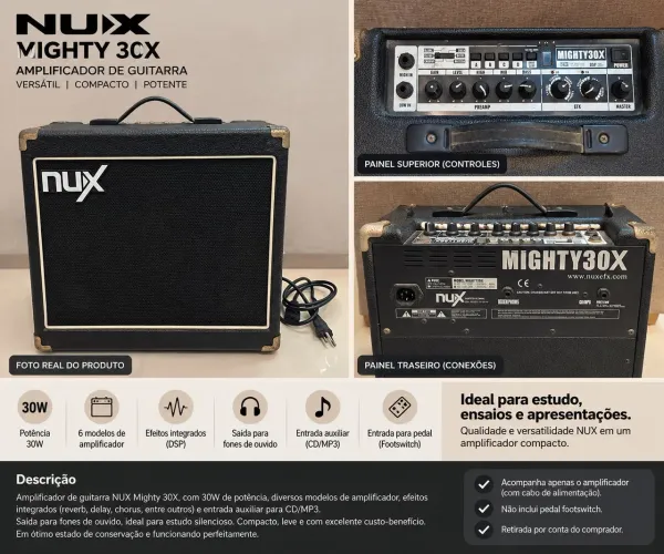 Amplificador NUX Mighty 30X - 30W com Efeitos