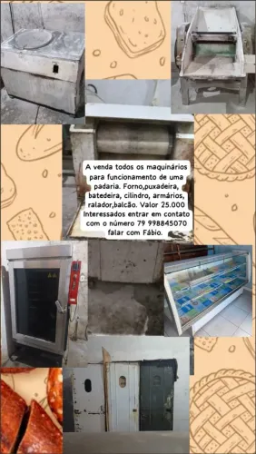 Vende-se esse maquinario completo de uma panificadora