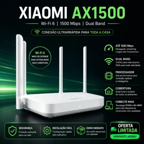 ROTEADOR XIAOMI AX1500 ? WI-FI 6 | ATÉ 1500 Mbps