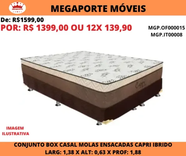 Conjunto Box Casal Molas Ensacadas + Placa de Eps Capri Ibrido