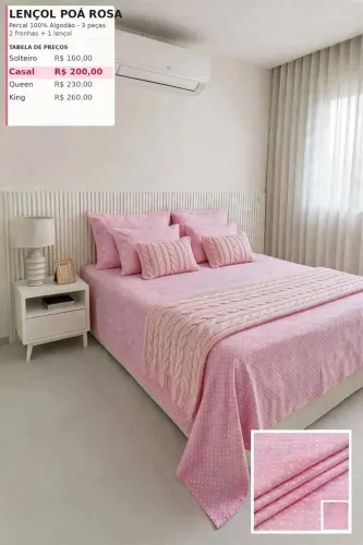 LENÇOL POÁ ROSA