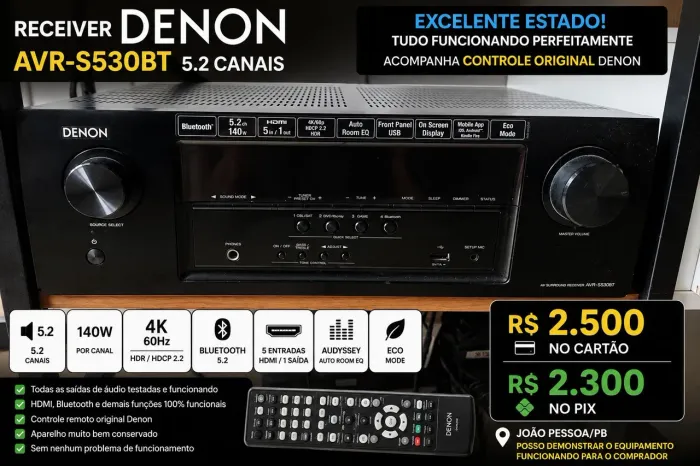 RECEIVER DENON AVR-S530BT 5.2