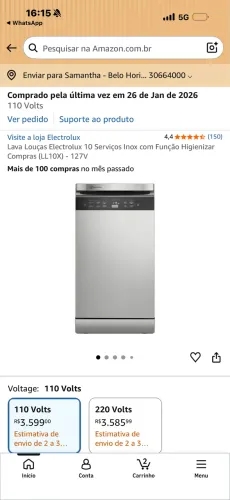 Lava-Louças Electrolux 10 Serviços Inox LL10X - 127V