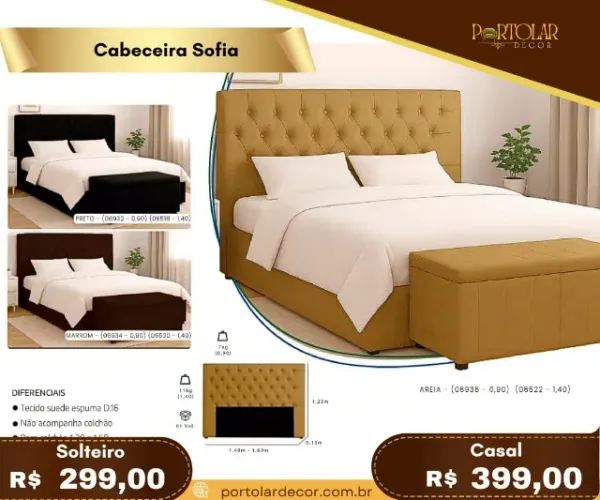 Cabeceira Sofia a pronta entrega