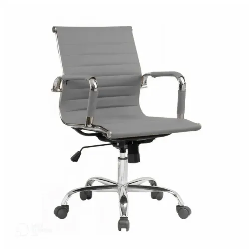 Cadeira Diretor Charles Eames Esteirinha Em Couro Ecológico Cinza Premium - 32880
