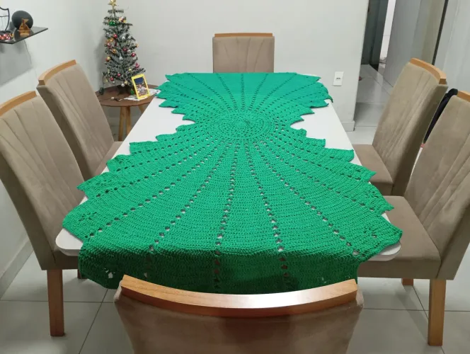 Forro de mesa 6 lugares tricotado a mão artesanal 