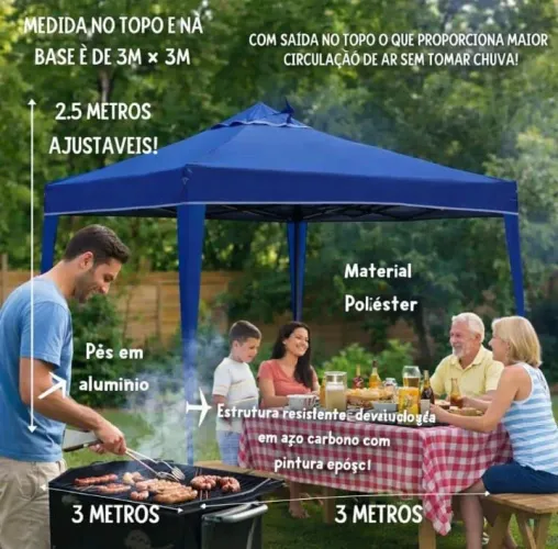 Tenda 3x3M articulada azul novo